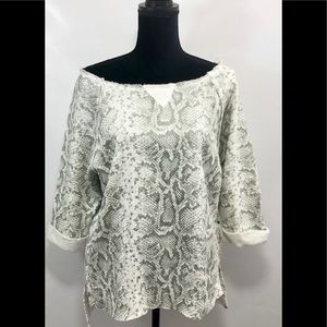 Seven open seam snake print sweatshirt